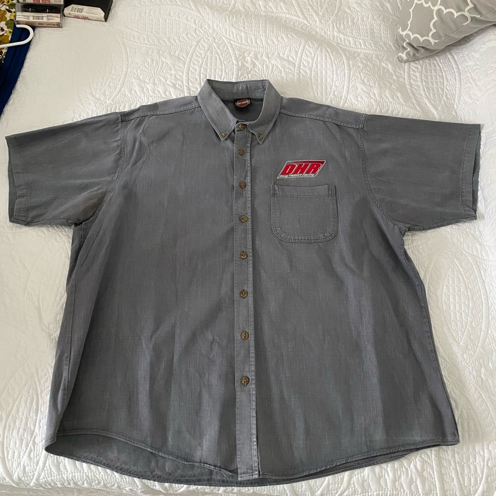 Harley Davidson Mens XXL button down grey short sleeve shirt